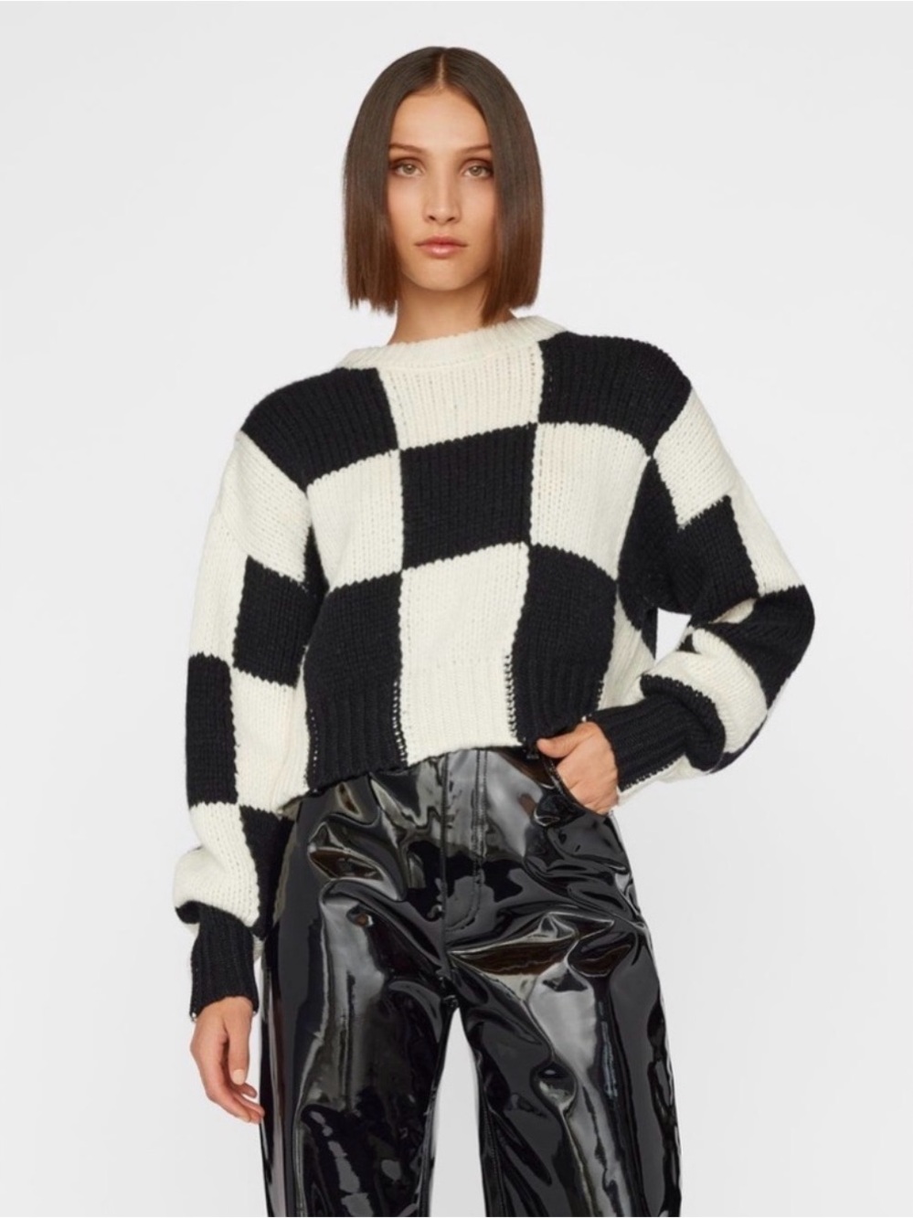 Frame Checkered Grid Sweater - Picture 2 of 9